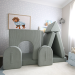 Possum Play Couch and Tunnels & Shield Set setup in fun cubby mode in children's bedroom