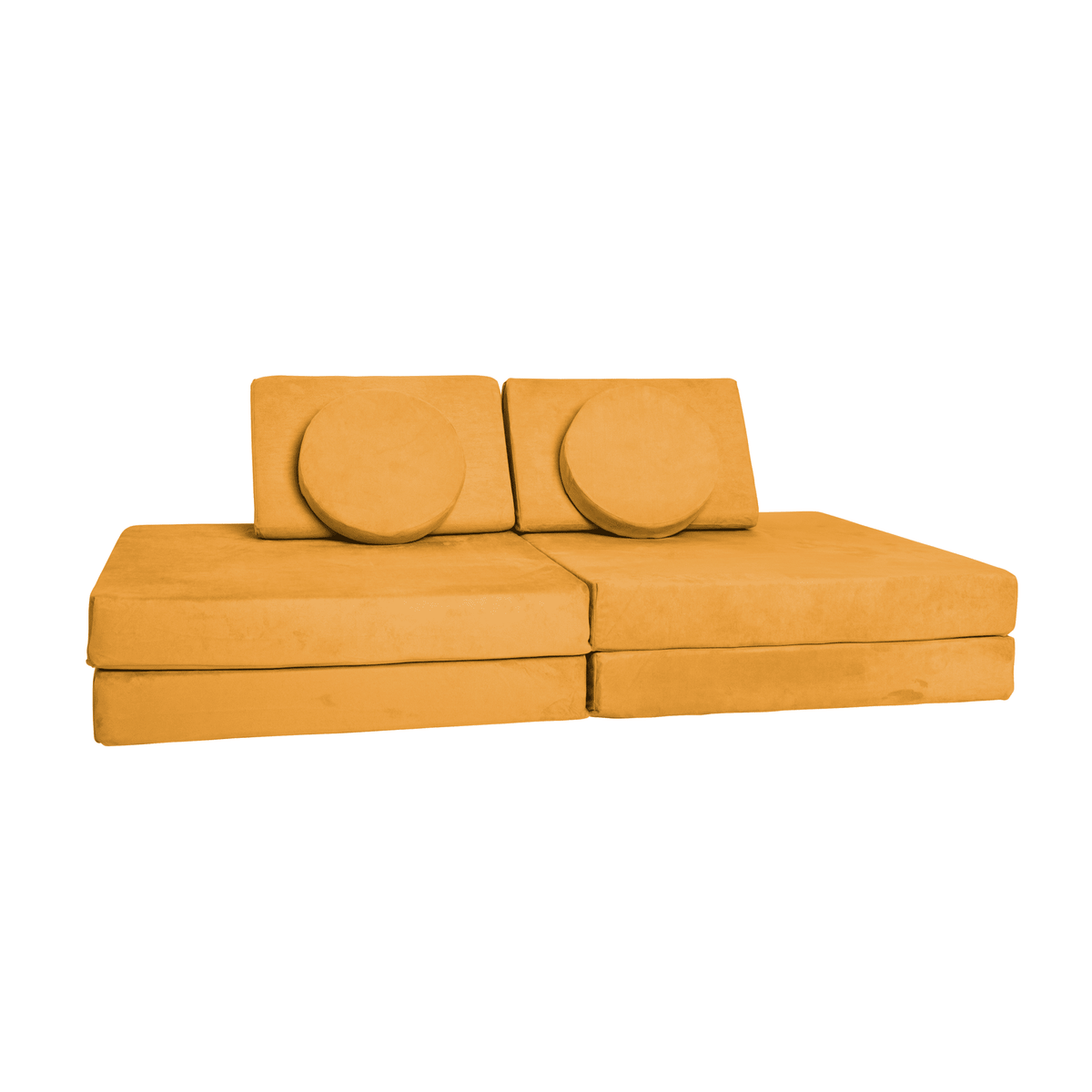 Heypappy Kids Play Couch - 2-in-1 Egg Shape Modular Sofa With Built-In Ball Pit, 10 Piece Tangram Puzzle For Playroom (Samba Color)